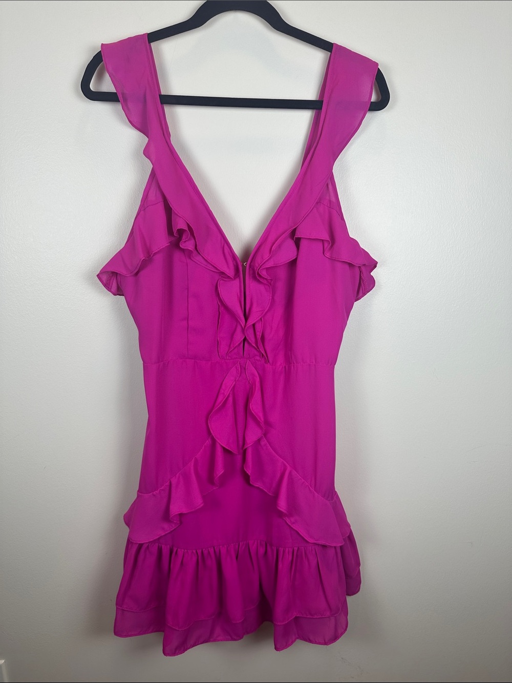 Karlie Hot Pink Ruffle V-Neck Camisole Dress